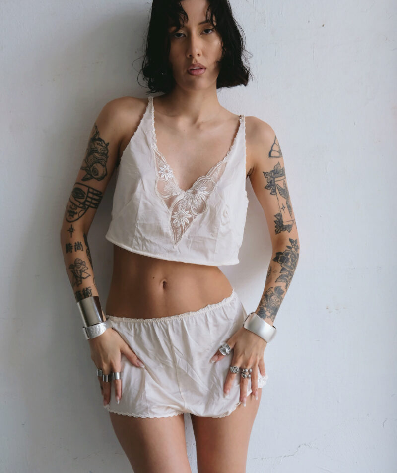 CONJUNTO RENDA CREME SHORTINHO - P