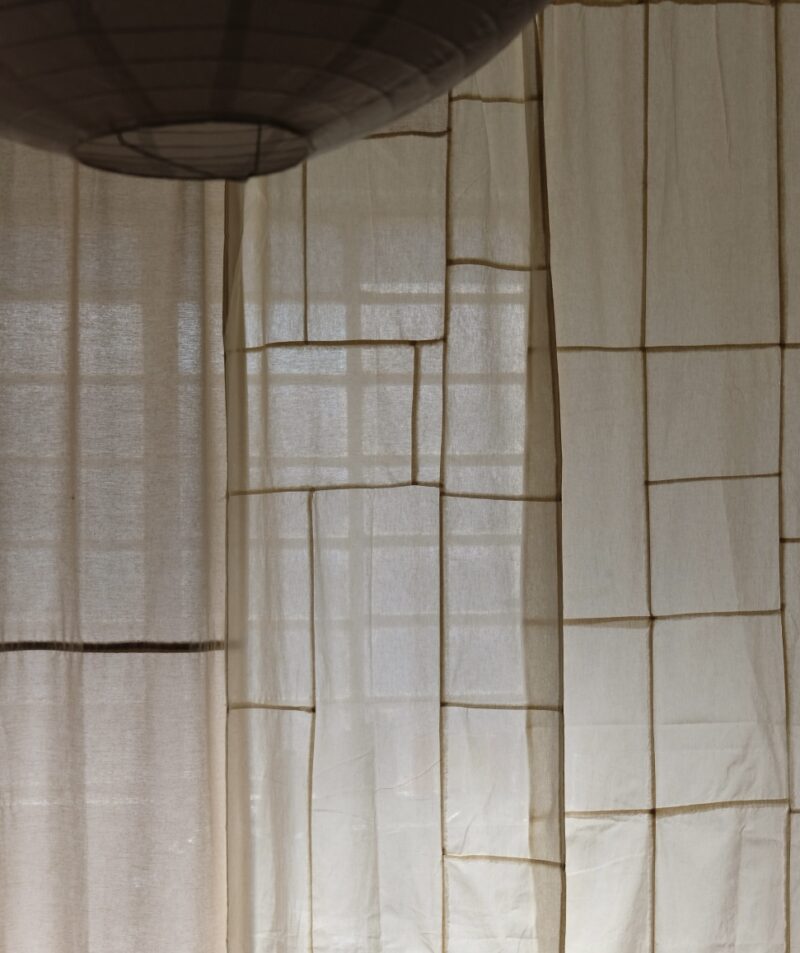 CORTINA LINHO PATCHWORK